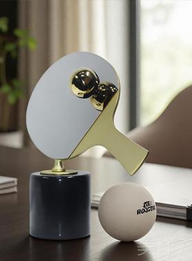 高档创意乒乓球拍摆件办公室客艺厅酒柜装饰品居家软工装陈设轻奢