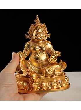 高档件黄财神佛像摆古可法24K鎏金黄财紫神铜家居摆放定纯金纯银