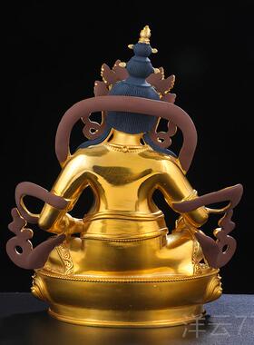 高档黄财神像摆件 黄铜泊尼尔鎏金藏式家用仿办公藏寸巴拉财神爷7