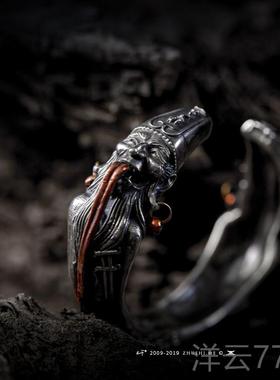 高档主师原0创223力作纯银新版轻之版黑白无民常手镯挖掘族魂