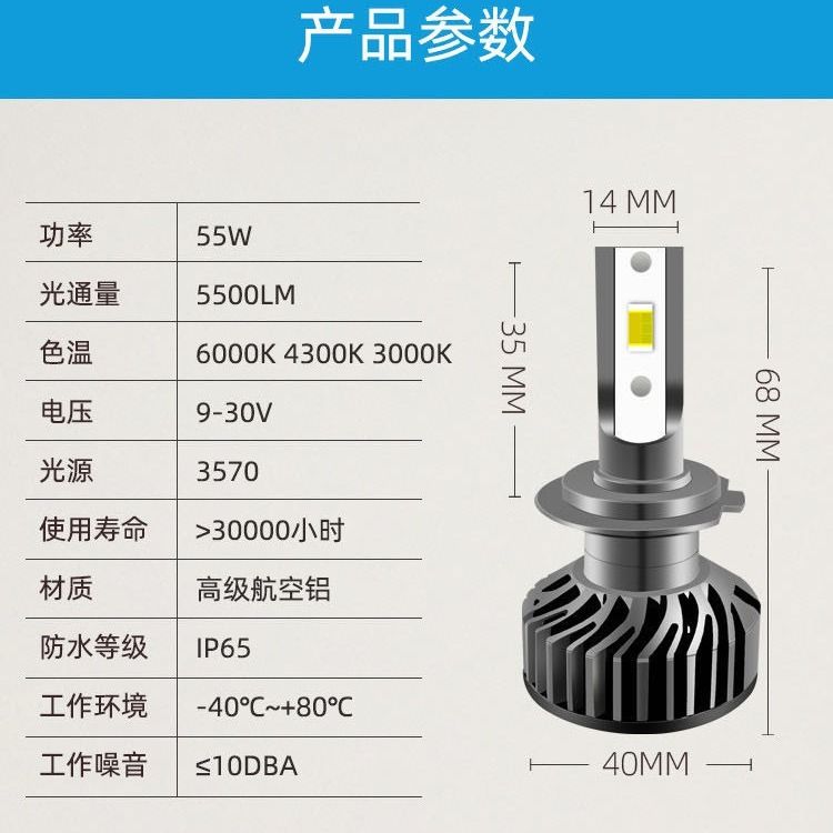 三色F2LED大灯12v24v车灯H1H3H4H7H11灯泡汽车【新疆西藏专链】-图2