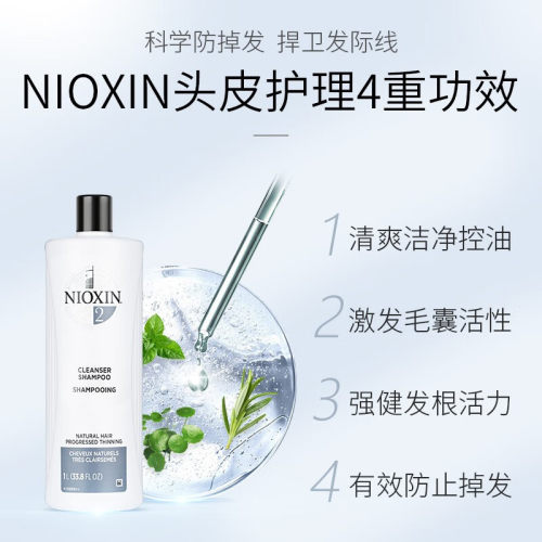 NIOXIN丽康丝洗发水2号无硅油防掉发清爽控油去油蓬松去屑300ml - 图0
