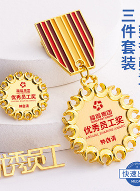 优秀员工徽章定制胸章公司年会入职周年纪念金属勋章荣誉奖章定做