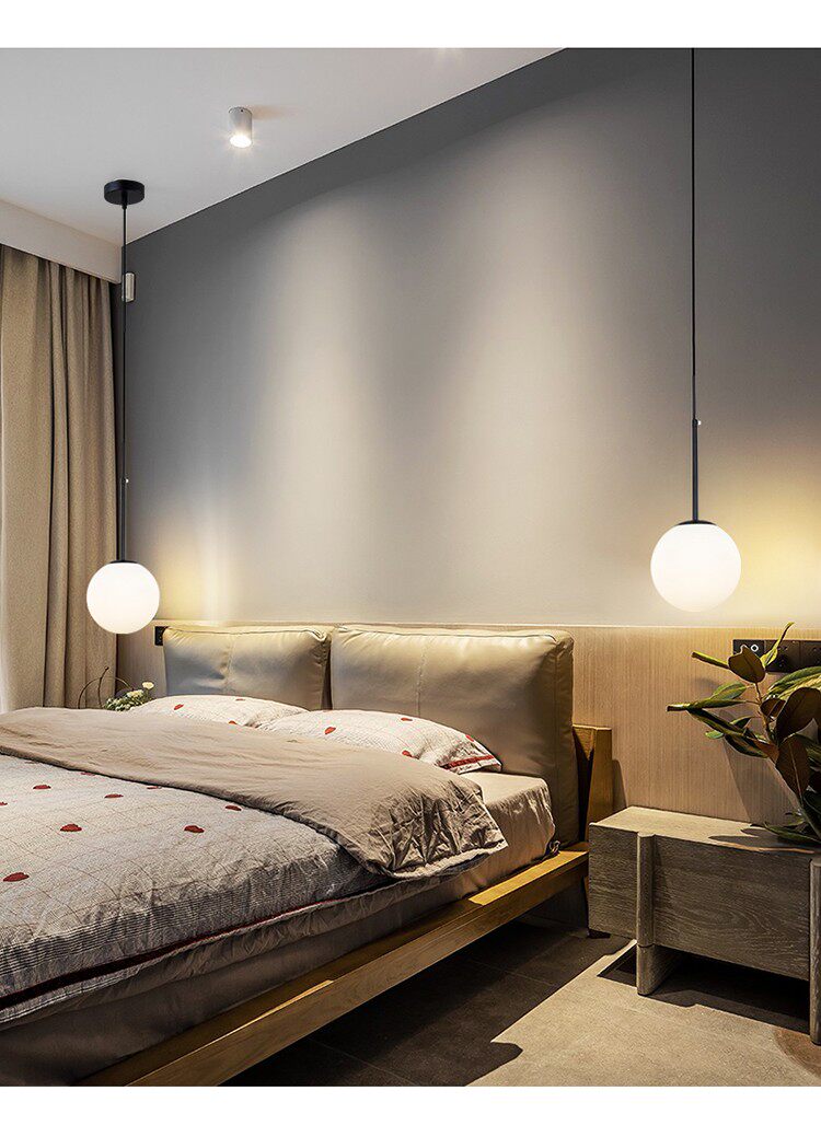 北欧卧室床头小吊灯现代简约轻奢创意酒店民宿玻璃球吊线灯吧台灯