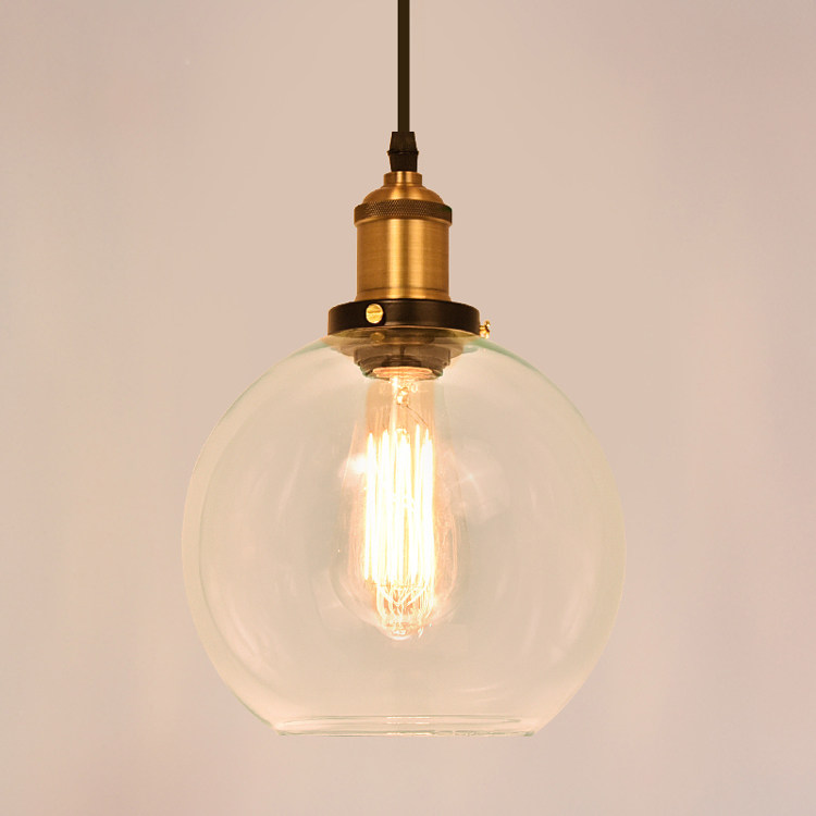 北欧美式乡村 简约透明餐厅灯吊灯单头玻璃灯罩个性卧室灯具包邮,淘宝优惠券,粉丝福利购,淘宝优惠卷