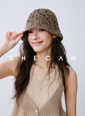 SHECAN【不落花】镂空透气花边遮阳帽女夏设计感小众渔夫防晒帽子