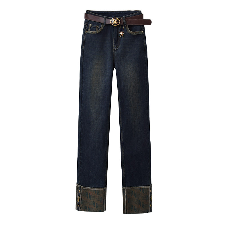 直筒烟管牛仔裤女2025春秋新款高腰显瘦卷边小个子九分百搭阔腿裤,淘宝优惠券,粉丝福利购,淘宝优惠卷