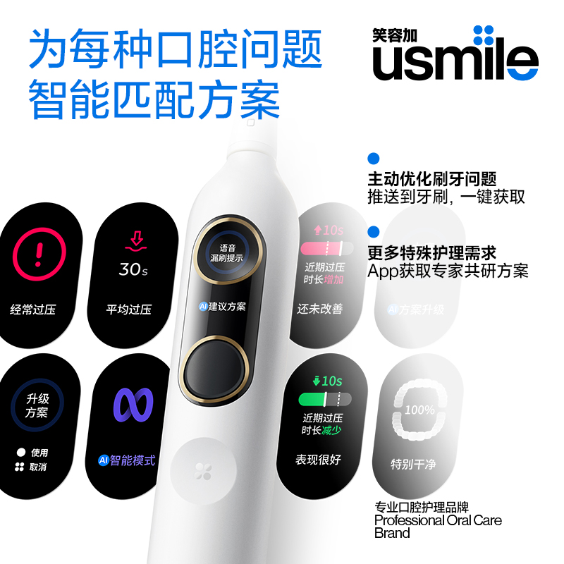 笑容加usmile电动牙刷成人男女情侣款礼物盒装官方旗舰智能Y20PRO - 图2