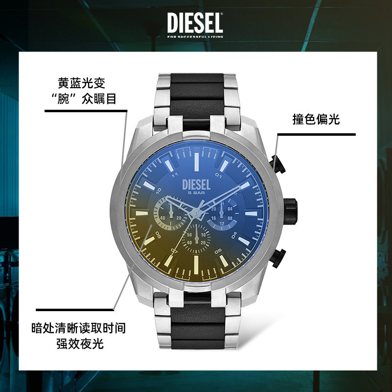 [官方正品]diesel男三眼欧美石英表 diesel手表欧美腕表
