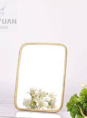 印度黄铜便携手工制作梳妆镜摆件