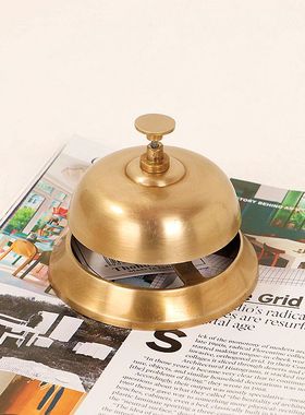 印度进口铜铃黄铜复古传菜铃老人呼叫铃铛上菜按铃厨房出餐叫餐铃