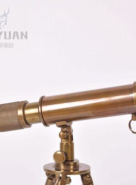 欧式风复古做旧黄铜望远镜摆件