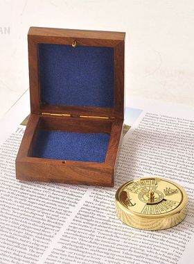 欧洲进口纯铜罗盘万年历古董