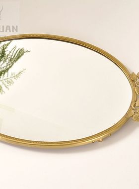 印度黄铜镜面托盘轻奢风装饰摆件