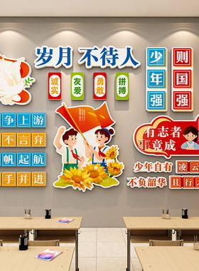 红色爱国主题班级文化墙贴