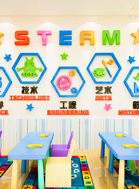steam乐高辅导少儿编程墙面装饰