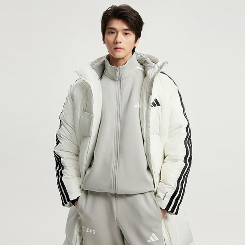 adidas阿迪达斯男子户外运动休闲保暖连帽长款羽绒服外套KC2497 - 图2
