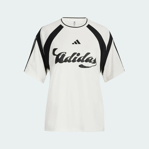 adidas阿迪达斯女子足球风撞色舒适透气运动休闲短袖T恤KB6126 - 图2