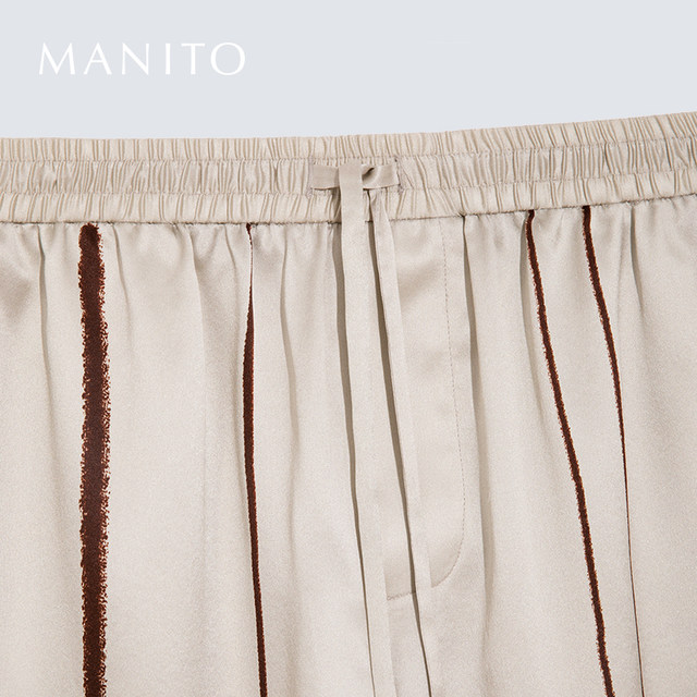 Manito mulberry silk hand-painted line pajamas set