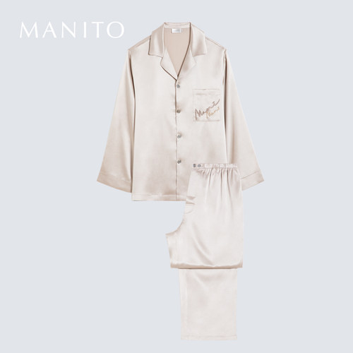 MANITO/曼尼陀Remington 男士刺绣睡衣套装简约家居服 - 图0