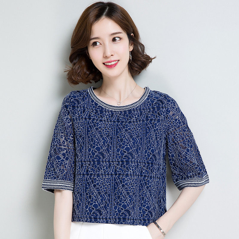 搭配阔腿裤裙子的夏季2020新款t恤 素芷偌蕾丝衫/雪纺衫