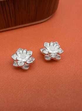 足银999莲花3D横穿隔珠DIY配件