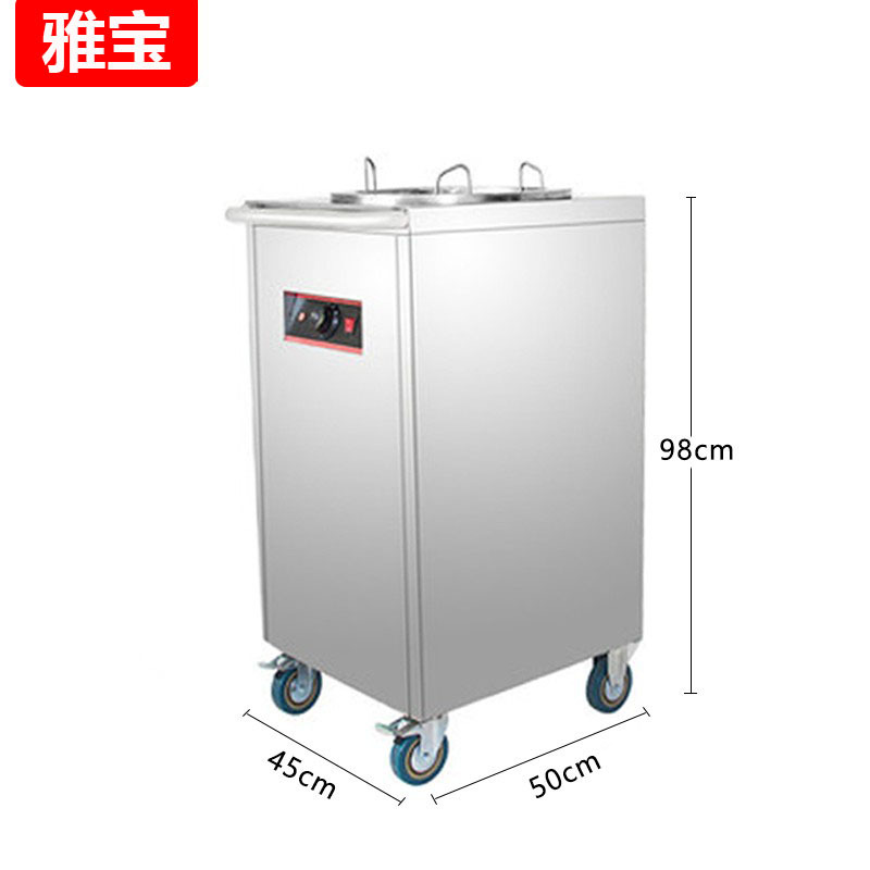 双头暖碟机 商用加厚不锈钢单头暖碟车麻辣烫选菜盆快餐盘保温车 - 图1