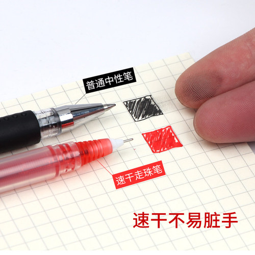 白雪直液式走珠笔彩色中性笔全针管学生用0.5mm做笔记用笔直液笔速干黑笔复古红色水性碳素签字笔ins日系t16 - 图2