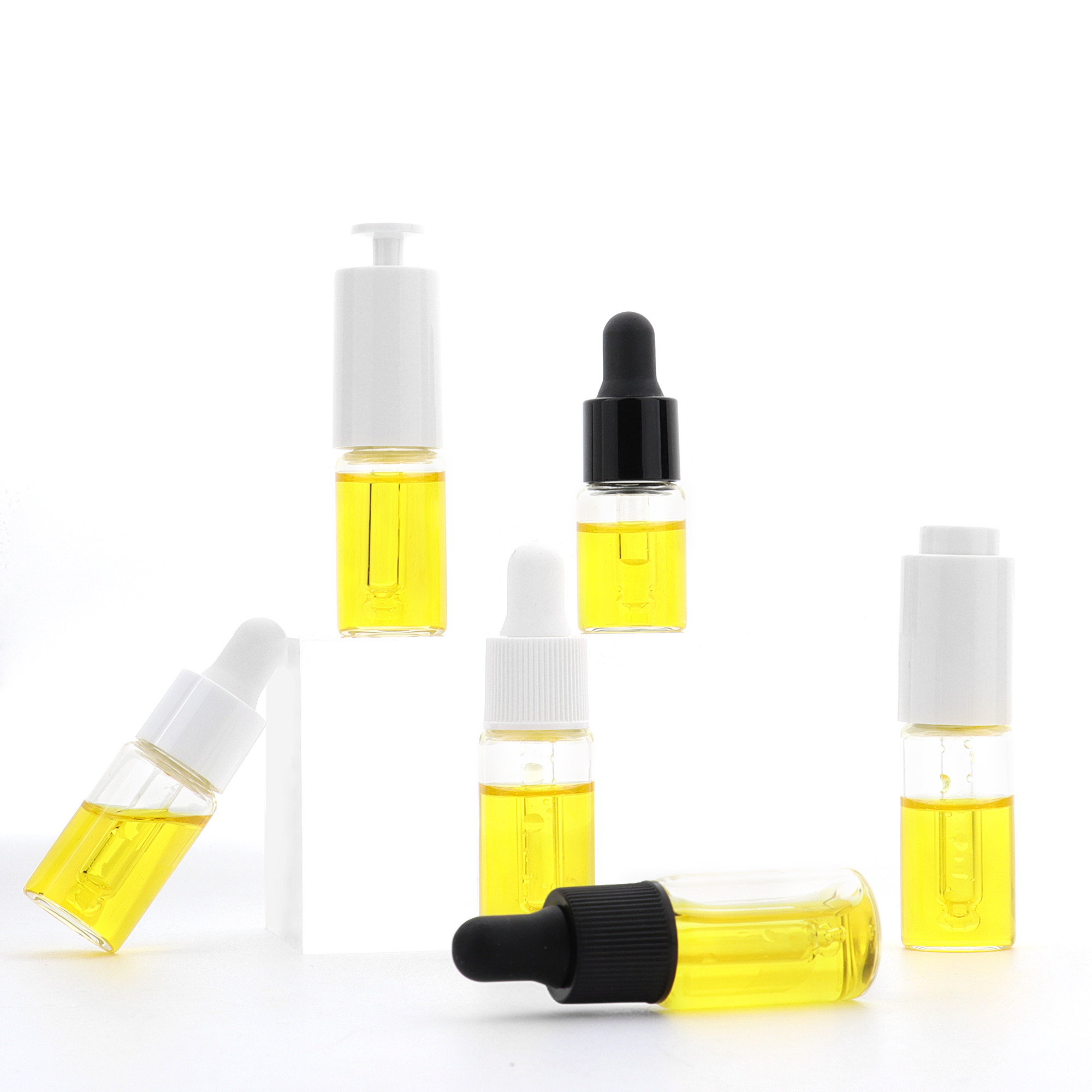 HOPECK黑色胶帽滴管透明管制玻璃瓶5个装18牙美容液粉底液精油瓶,淘宝优惠券,粉丝福利购,淘宝优惠卷