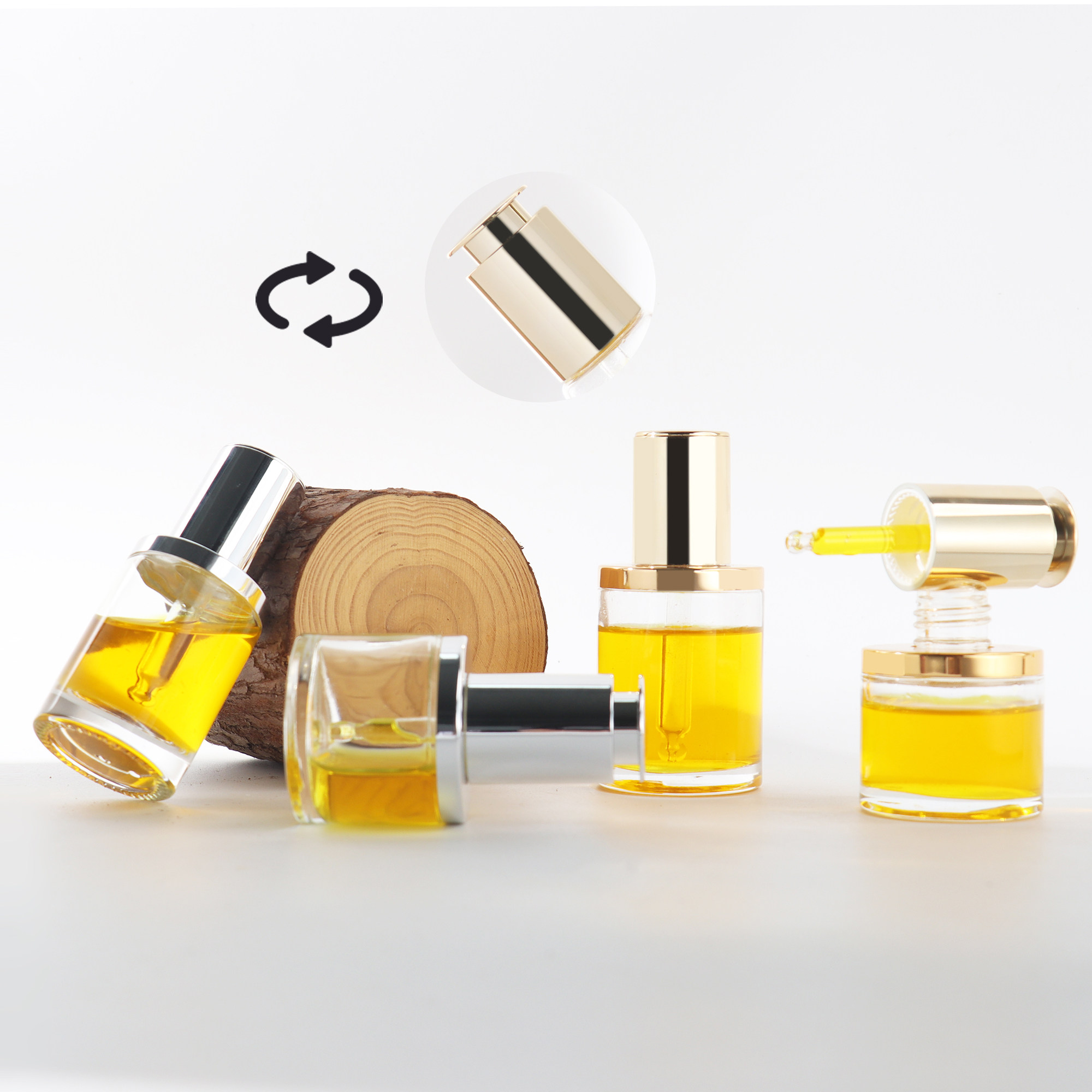 HOPECK电镀金银旋压滴管盖透明蒙砂模制玻璃瓶30-50ml20牙精油瓶,淘宝优惠券,粉丝福利购,淘宝优惠卷