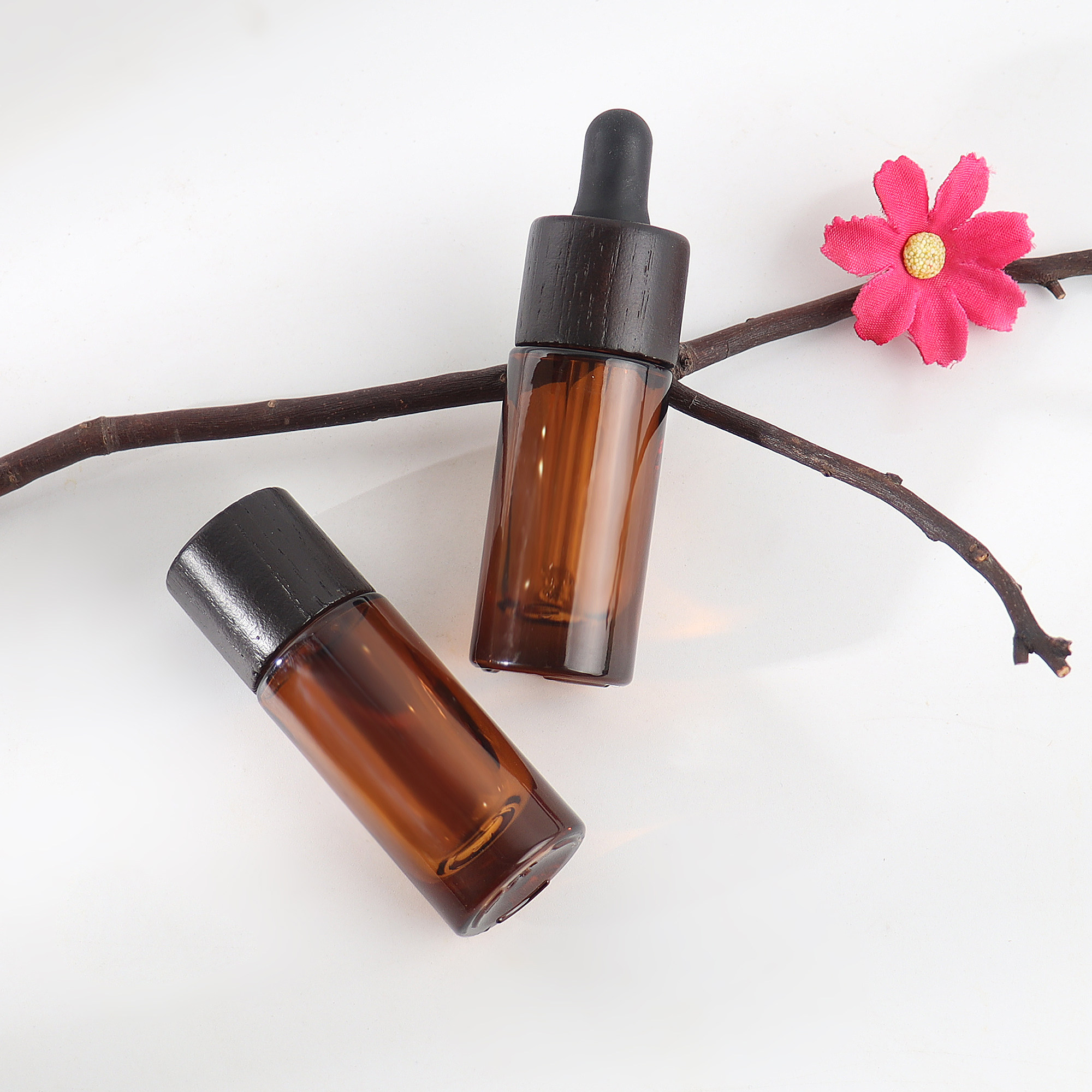 HOPECK天然木盖茶色避光透明管制玻璃瓶18牙8-10ml粉底液瓶精油瓶,淘宝优惠券,粉丝福利购,淘宝优惠卷