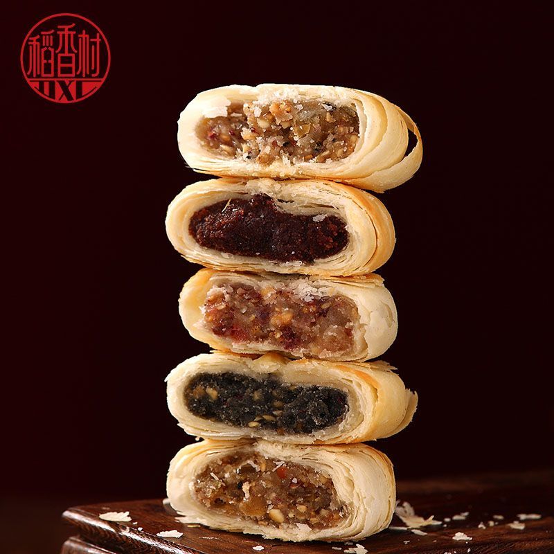 稻香村苏式酥饼月饼白酥皮老式五仁豆沙老字号传统白皮上海糕点心