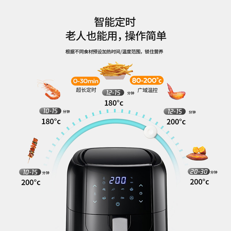红心多功能无油家用液晶空气炸锅 红心途锐空气炸锅