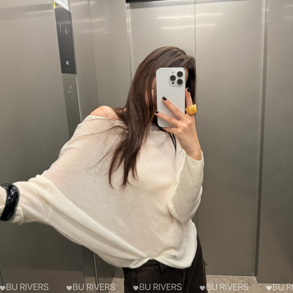 BU RIVERS荐不规则显瘦百搭通勤蝙蝠袖气质小衫(含30羊毛)15018 - 图0