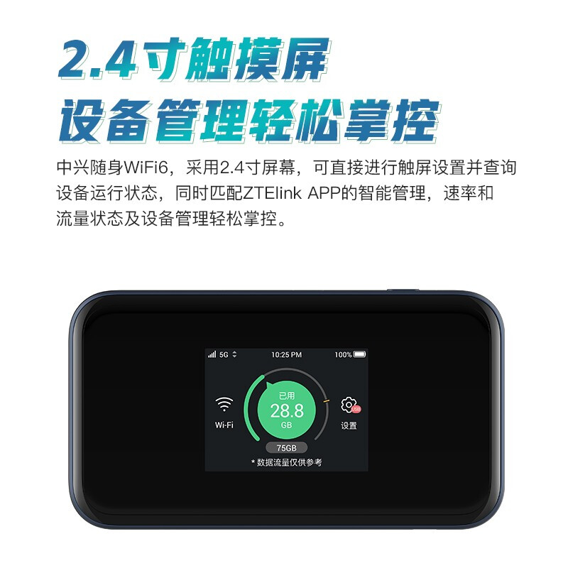 中兴5G随身wifi6 pro无线上网网卡手机电脑无线车载三网通千兆长续航上网宝移动wifi插卡路由器mu5001-图1