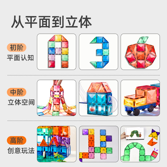 mideer弥鹿儿童磁力片彩窗磁吸积木管轨道男女孩益智圣诞礼物玩具