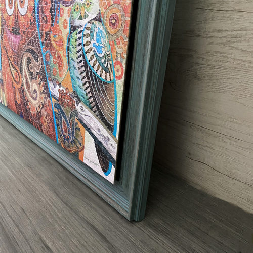 实木拼图框1000片悬浮立体相框50*70画框定制全景展示框可挂墙 - 图0