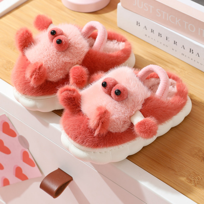 宝宝棉拖鞋男冬季防滑中小童可爱卡通室内儿童棉拖鞋女包跟1-3岁2