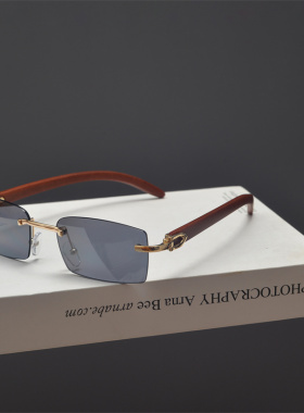 防紫外线方形复古男女无框太阳镜