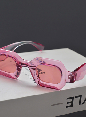 欧美复古不规则多边形方框太阳镜