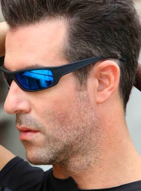 欧美复古长方形小框镭射偏光墨镜