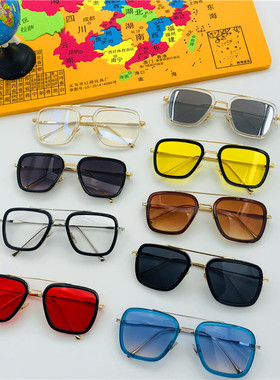 使徒行者古天乐同款太阳镜男潮蜘蛛侠钢铁侠唐尼眼镜金属大框墨镜