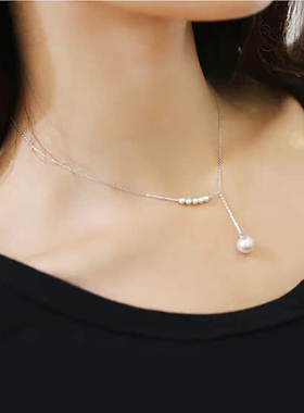 艾妮薇妮日本吊坠玫瑰金珍珠项链