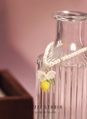 柠香夏花 原创花朵柠檬夏日锁骨链百搭少女设计感短款项链choker