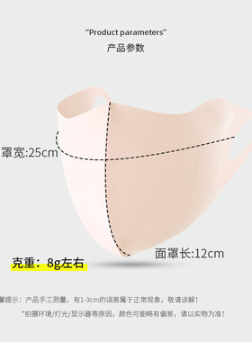 冰皮无痕口罩冰丝口罩3D立体护眼角全脸防晒口罩夏季防紫外线