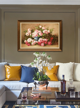 大唐饰家 实拍手绘静物花卉油画  玫瑰花客厅装饰画餐厅挂画H1210