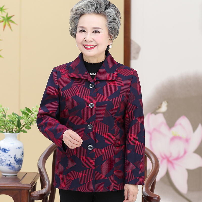 歌芳妮女装旗舰店中老年女装外套夹克短款风衣西装中年妈妈装秋装大码奶奶装老年0