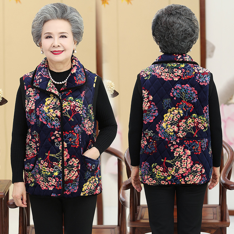 歌芳妮女装旗舰店中老年妈妈装丝绒加厚马甲棉衣棉服奶奶装老年装中年女装大码马夹1