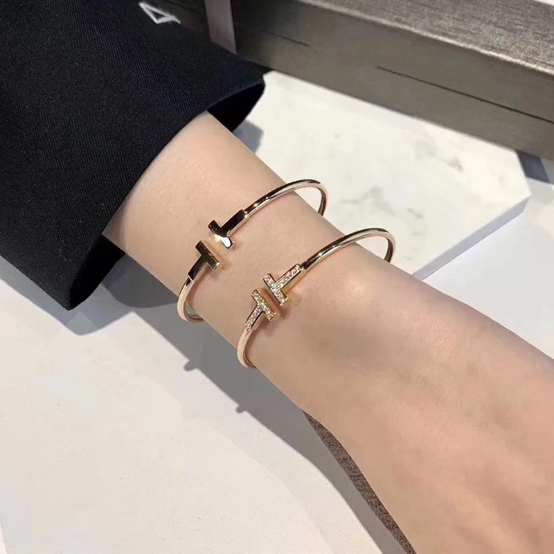 双t女开口纯银百搭款网红同款手镯 jefficarnny手镯