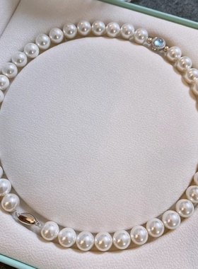 微镶钻海蓝宝石仿珍珠项链女气质法式复古高级锁骨链